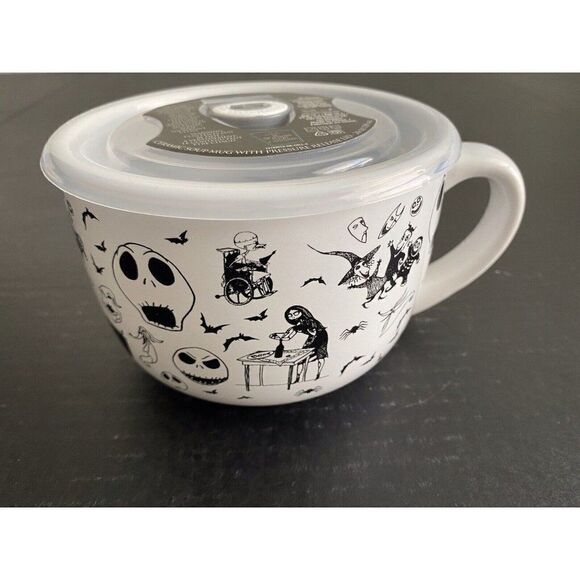 Disney Halloween Nightmare Before Christmas Soup Bowl Microwave Mug Pressure Lid - Picture 1 of 10